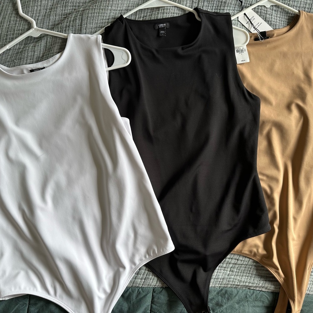 Express body suits - white, black, tan